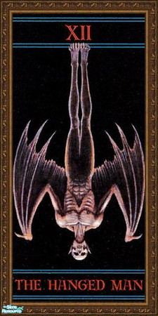 Sims 2 — Gothic Tarot Mural - Hanged  by Daislia — A set of 22 tarot cards and 1 cover for your nomad, mystic sims to