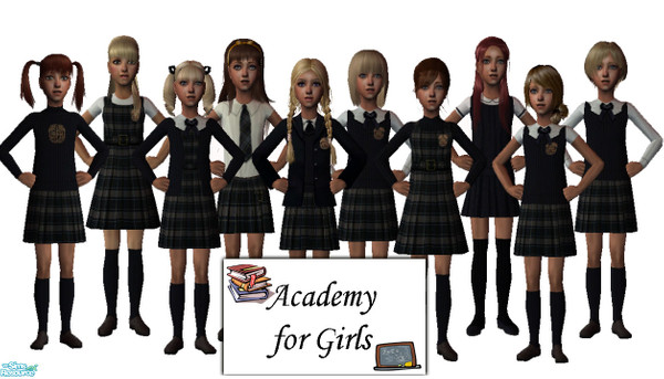 Sims 2 — Girls\' Academy Uniforms by giasims — Back to school uniforms in a variety of styles. See individual uniforms