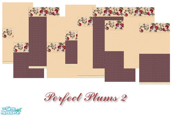 Sims 2 — Perfect Plums 2 by suzie2qute — Plums and plum blossoms with a burgundy and tan background. Also nice for a more