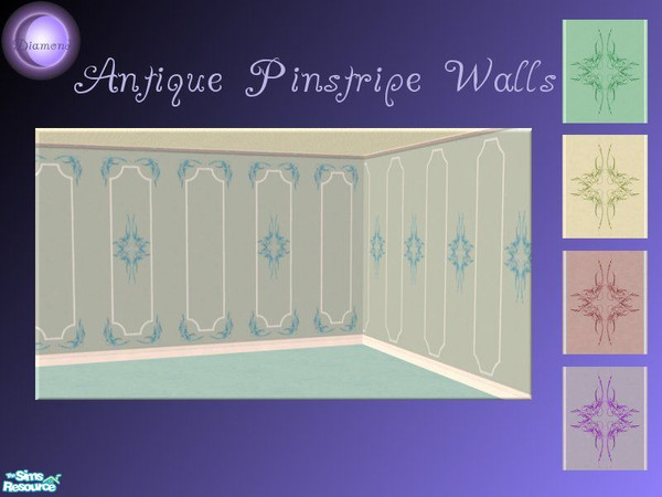 Sims 2 — D2DAntique Pinstripe Walls Set by D2Diamond — Bringing some class to your world, this antique pinestripe won\'t