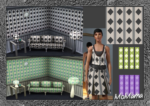 Sims 3 — NKStripes and Diamonds by MoMama by MoMama — A simple pattern of stripes and diamonds by MoMama