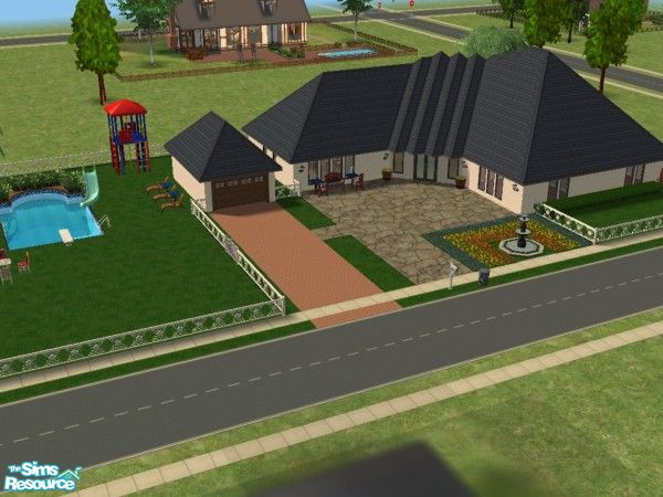 Sims 2 — Spring Meadows by spitzmagic — A beautiful home for a growing family. Includes a pool and a garage.