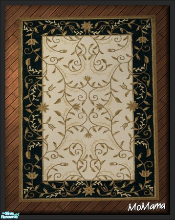 Sims 2 — NK Classy De Rugs - Black White Gold by MoMama — A classy rug in black, white and gold.