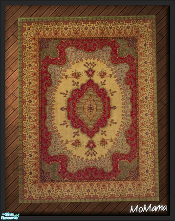 Sims 2 — NK Classy De Rugs - Red Gold Olive by MoMama — An Oriental rug with a touch of olive amid the red and gold.