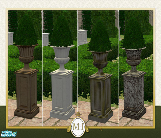 Sims 2 — MH Garden Pedestal Urn by phoenix_phaerie — A decorative urn with a pedestal base. Comes in 4 different color