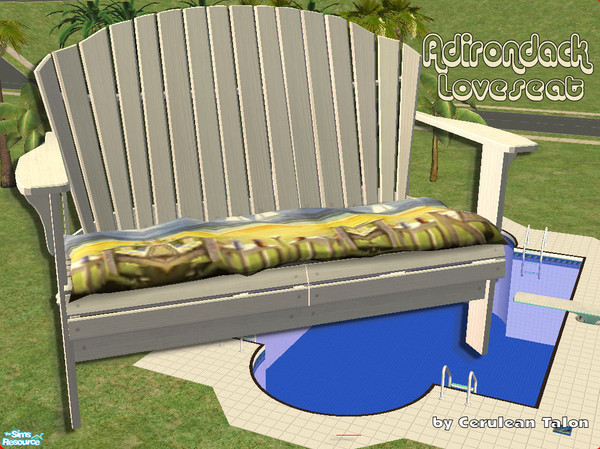 Sims 2 — Fun at the Beach - Adirondack Love Seat by Cerulean Talon — Sims will have vacation fun or a great day beside