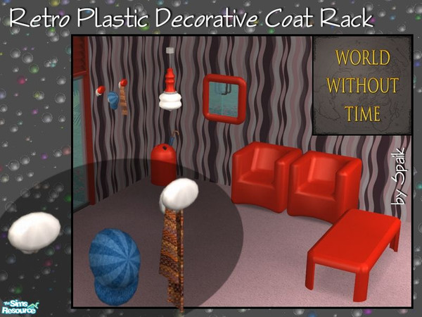 Sims 2 — Retro Plastic Decorative Coat Rack MESH by Spaik — This decorative coat rack in perfect cheap retro style is