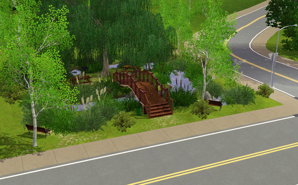 Sims 3 — New-Tiny-Eden by Traxxman — Small park with a tiny island. A perfect location to BBQ or relax.