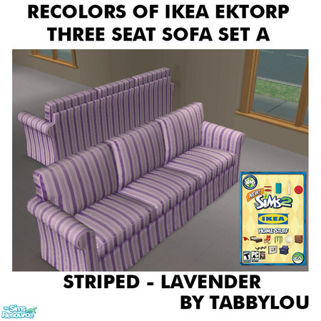 Sims 2 — TL - IKEA EktorpThreeSeatSofa StripedLavender by TabbyLou — Striped Lavender Recolor of the EKTORP Three Seat