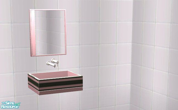 Sims 2 — Stripes Bathroom Collection 2 - Black and Pink by PeachKrysie — This is a recolor of Sunair\'s MML Bathroom A in