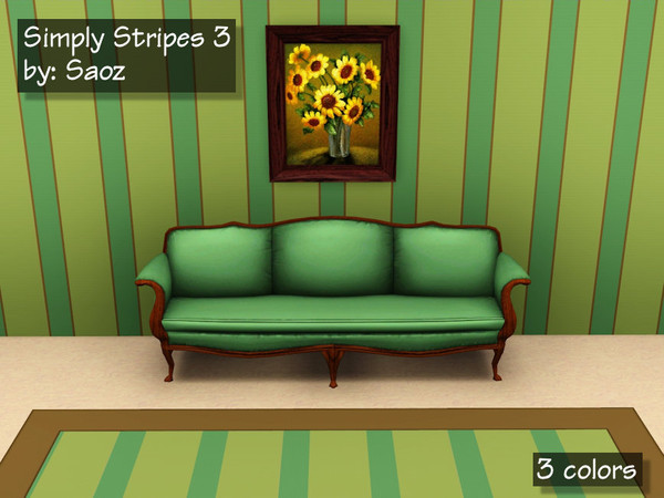 Sims 3 — Simply Stripes 3 by Saoz — A three-color stripe pattern of varying widths.