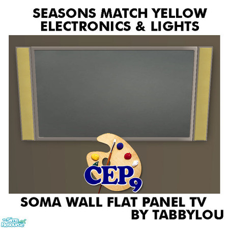 Sims 2 — TL - SM Yellow Electronics+Lights SomaWallTV by TabbyLou — Soma \'Wall-Eye\' Large Screen Flat-Panel Television