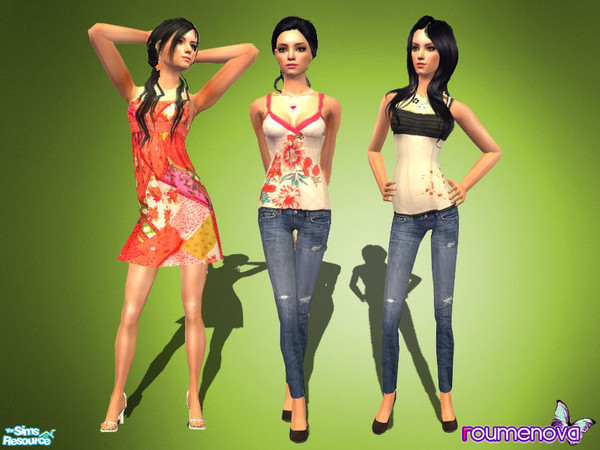 Sims 2 — CasualSet01 by Roumito — Hi there! Here is a new set, including a dress and 2 outfits. Enjoy :P :) The mesh for