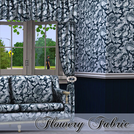 Sims 3 — Flowery Fabric by kittyispretty69 — An elegant floral fabric ideal for walls and furniture. Two recolorable