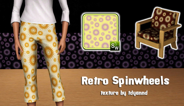Sims 3 — Retro Spinwheels by tdyannd — A funky pattern of spin wheels or are they flowers?