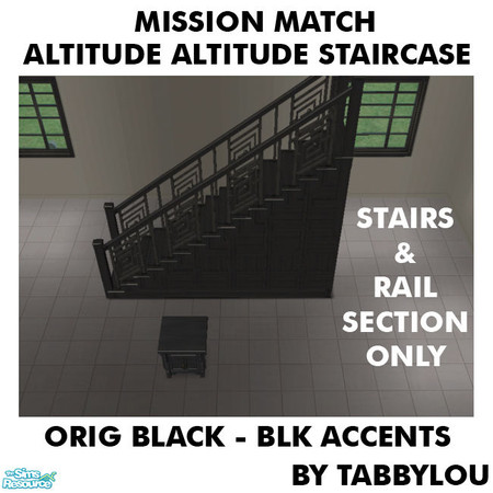 Sims 2 — TL - MM AltitudeAttitudeStaircaseStairs OrigBlackBlkWd by TabbyLou — Maxis Original Black wood with Black