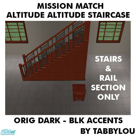 Sims 2 — TL - MM AltitudeAttitudeStaircaseStairs OrigDarkBlkWd by TabbyLou — Maxis Original Dark wood with Black Accents