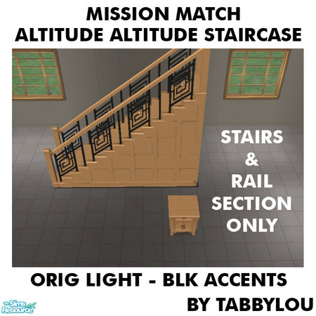 Sims 2 — TL - MM AltitudeAttitudeStaircaseStairs OrigLightBlkWd by TabbyLou — Maxis Original Light wood with Black