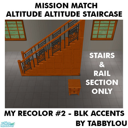 Sims 2 — TL - MM AltitudeAttitudeStaircaseStairs Recolor02BlkWd by TabbyLou — My Recolor #2 wood with Black Accents