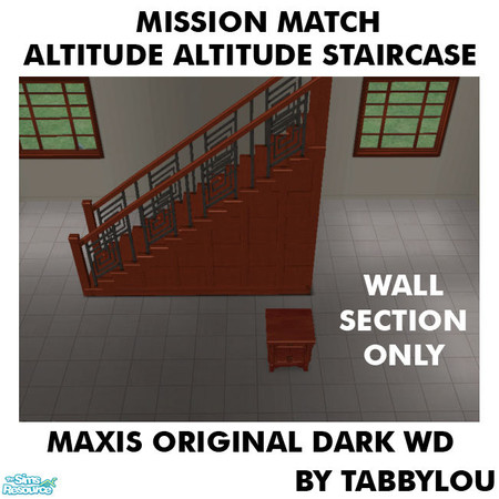 Sims 2 — TL - MM AltitudeAttitudeStaircaseWall OrigDarkWd by TabbyLou — Maxis Original Dark Wood Recolor of the Altitude