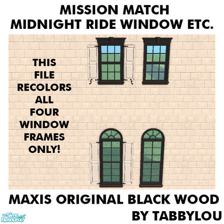 Sims 2 — TL - MM MidnightRideWindowEtcFrame OrigBlackWd by TabbyLou — Maxis Original Black Wood Recolor of the FRAMES