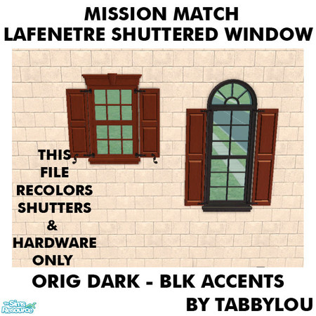 Sims 2 — TL - MM LafenetreShutteredWindowEtcShutters OrigDarkBlkWd by TabbyLou — Maxis Original Dark Wood with Black