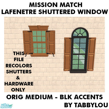 Sims 2 — TL - MM LafenetreShutteredWindowEtcShutters OrigMedBlkWd by TabbyLou — Maxis Original Medium Wood with Black