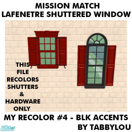 Sims 2 — TL - MM LafenetreShutteredWindowEtcShutters Recolor04BlkWd by TabbyLou — My Recolor #4 Wood with Black Accents