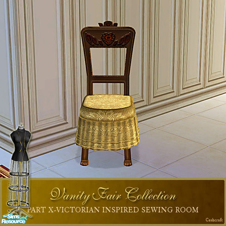 Sims 2 — Vanity Fair Sewing Room - Desk Chair Gold by Cashcraft — A favorite pastime for Victorian Ladies--sewing! Part X