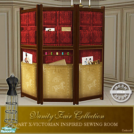 Sims 2 — Vanity Fair Sewing Room - Sewing Screen Mesh by Cashcraft — A favorite pastime for Victorian Ladies--sewing!