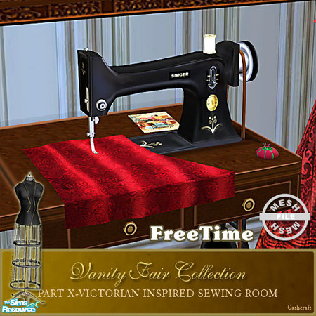 Sims 2 — Vanity Fair Sewing Room - Sewing machine Mesh FT by Cashcraft — A favorite pastime for Victorian Ladies--sewing!