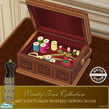 Sims 2 — Vanity Fair Sewing Room - Small Sewingbasket Mesh by Cashcraft — A favorite pastime for Victorian