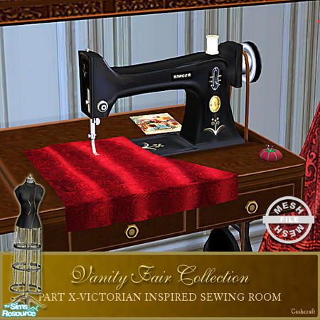 Sims 2 — Vanity Fair Sewing Room - Sewing machine Mesh Base by Cashcraft — A favorite pastime for Victorian