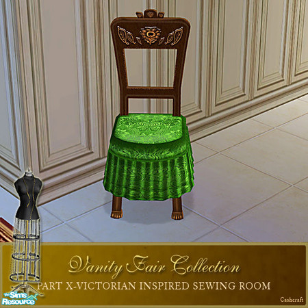 Sims 2 — Vanity Fair Sewing Room - Deskchair Green by Cashcraft — A favorite pastime for Victorian Ladies--sewing! Part X