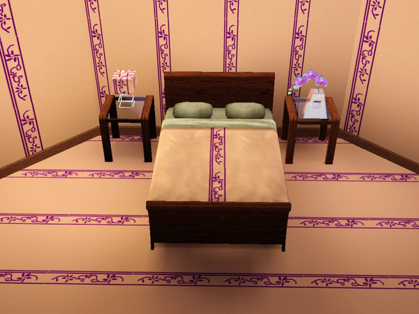Sims 3 — Line Flowers by Phlipflops — Purple lines with flowers on a sandy coloured background