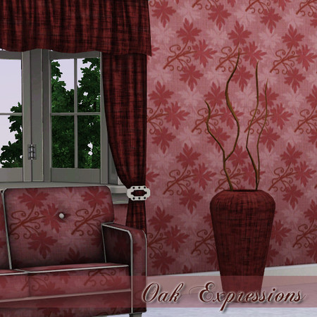 Sims 3 — Oak Expressions by kittyispretty69 — A beautiful traditional oak branch pattern with a fabric-look texture. Will
