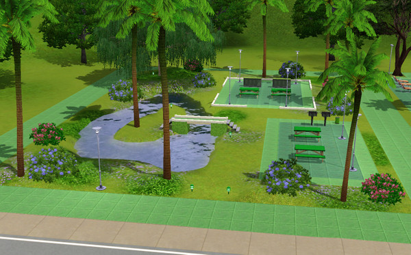 Sims 3 — Vyper Pool left by daisylee — Juice, bbq, pond. Picnic tables. This is one of 4 lots that I have in my modern