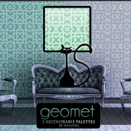 Sims 3 — Geomet [Pattern] by Sinastra — This pattern has 2 recolorable palettes. It features a geometric design. 