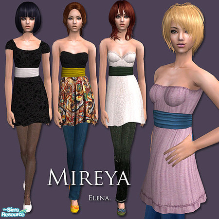 Sims 2 — Mireya by Elena. — 1 mesh (included) and 4 retextures!
