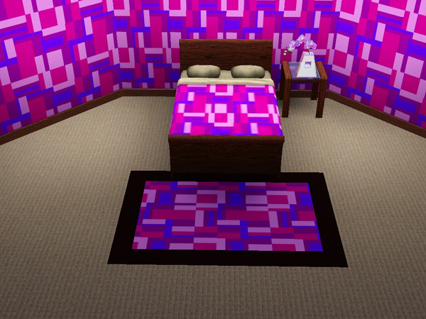 Sims 3 — Pink and Purple Patchwork Style by Phlipflops — Pink and purple mix of colours in a patchwork design