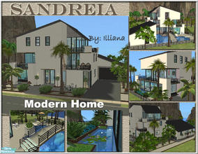 Sims 2 — Sandreia - Modern 2 Bed Home by Illiana — Beautiful modern home on a 3x3 lot includes pool w/bridge,
