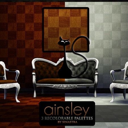 Sims 3 — Ainsley [Pattern] by Sinastra — This pattern has 3 recolorable palettes. It features a wooden checkerboard