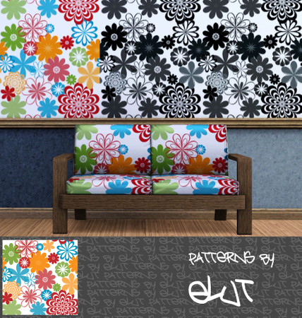 Sims 3 — Flower Power by Elut — Retro flower pattern for the more bold sim. Great for sofas or bikinies