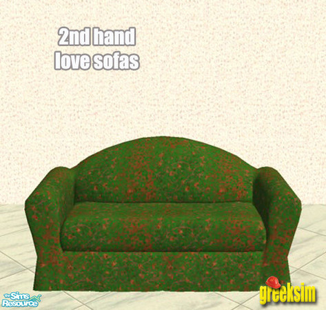 Sims 2 — grks 2nd hand love sofas - 6 by greeksim — One of 8 worn out velvet love seats which are what your sims need for