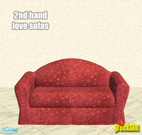 Sims 2 — grks 2nd hand love sofas - 4 by greeksim — One of 8 worn out velvet love seats which are what your sims need for