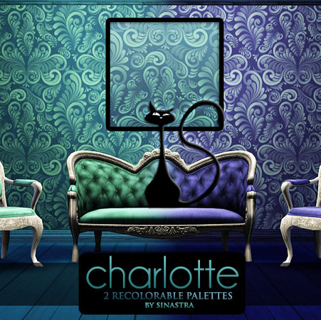 Sims 3 — Charlotte [Pattern] by Sinastra — This pattern features a vintage wallpaper design. It has 2 Recolorable