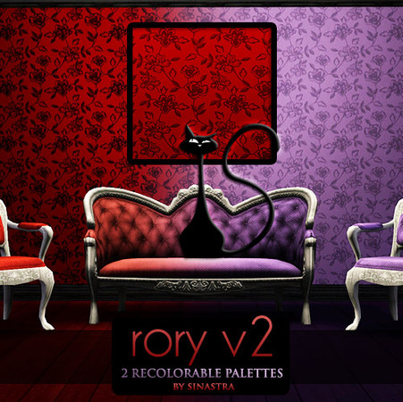 Sims 3 — Rory v2 [Pattern] by Sinastra — This pattern has 2 recolorable palettes. It features a floral design.