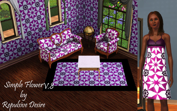 Sims 3 — Simple Flower v.8 by RepulsiveDesire — A simple flower pattern, good for use on objects or clothing. Enjoy!
