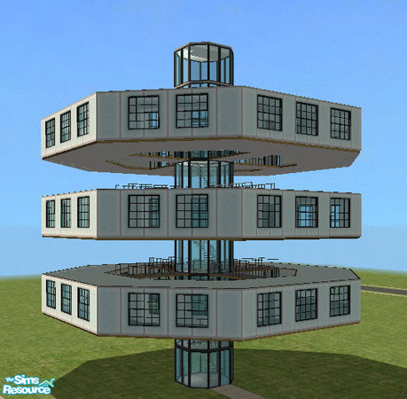Sims 2 — Spacestation 34-KF (blue version) by loopyproductions — A spacestation with three rings, each ring has one