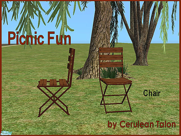 Sims 2 — Picnic Fun - Chair by Cerulean Talon — Your Sims will have lots of fun with this rich wood chair.